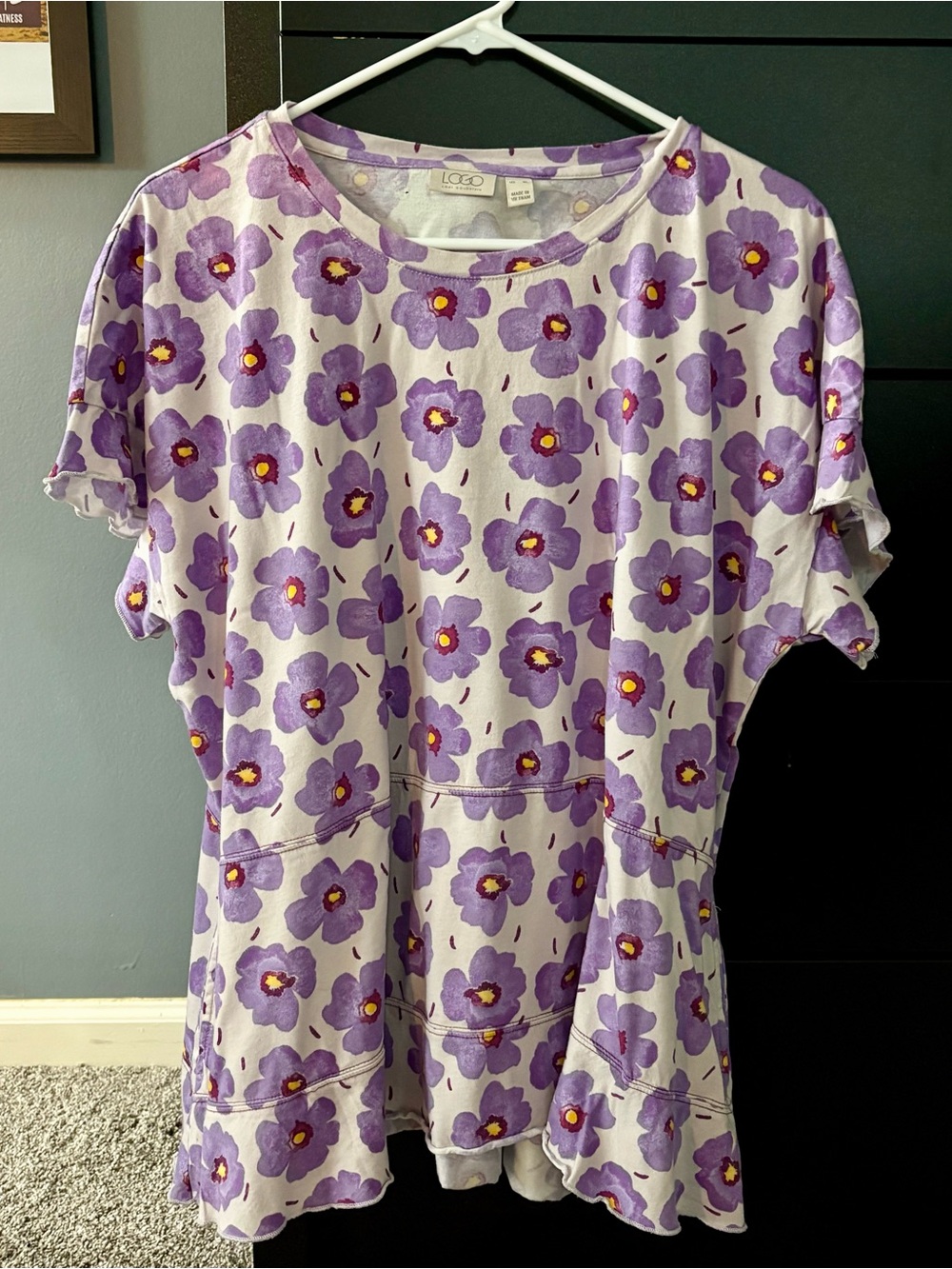 ❤️ LOGO by Lori Goldstein Floral Short Sleeve Tee, Size XL So Soft!